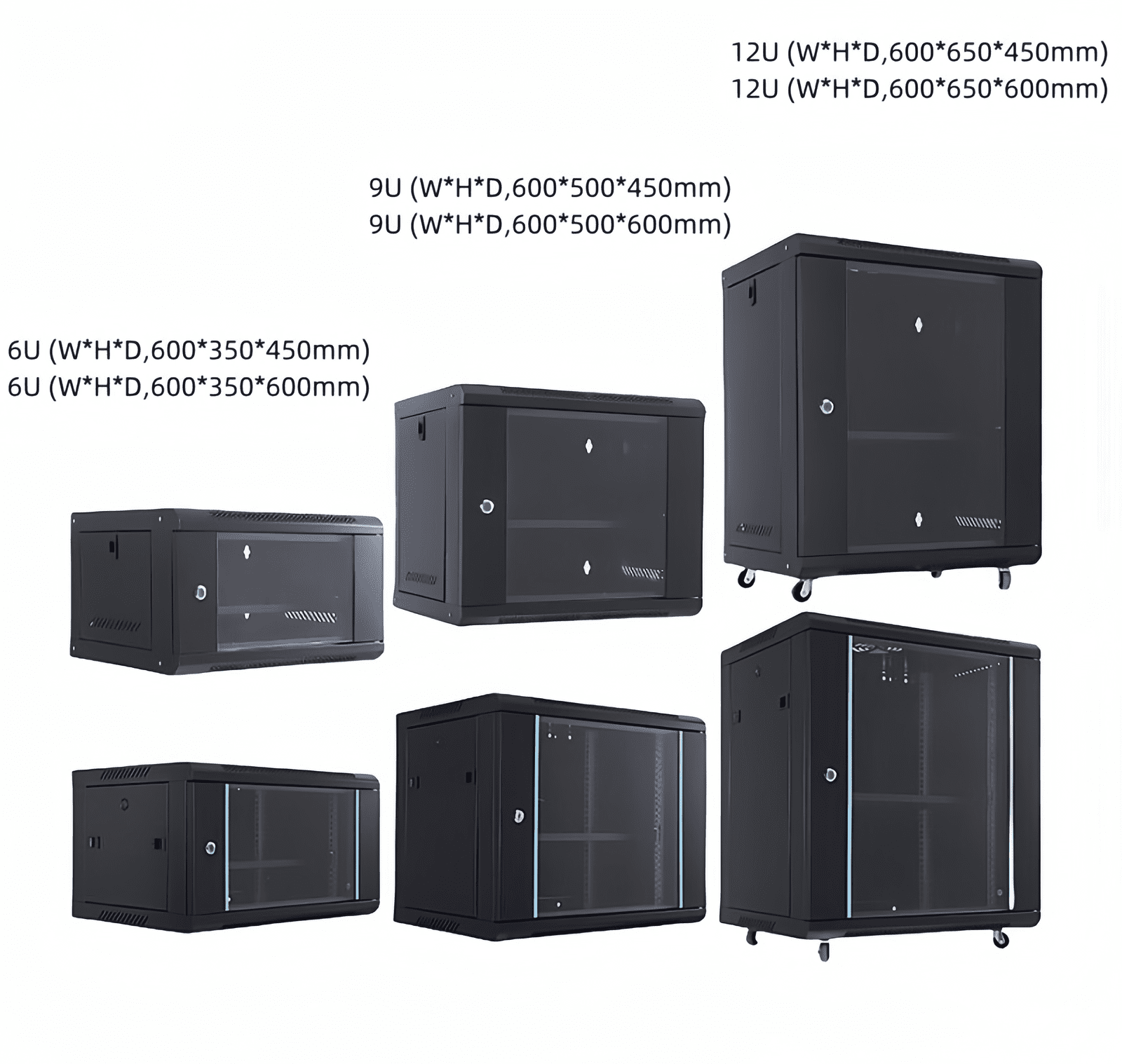 network cabinet size 6u 9u 12u