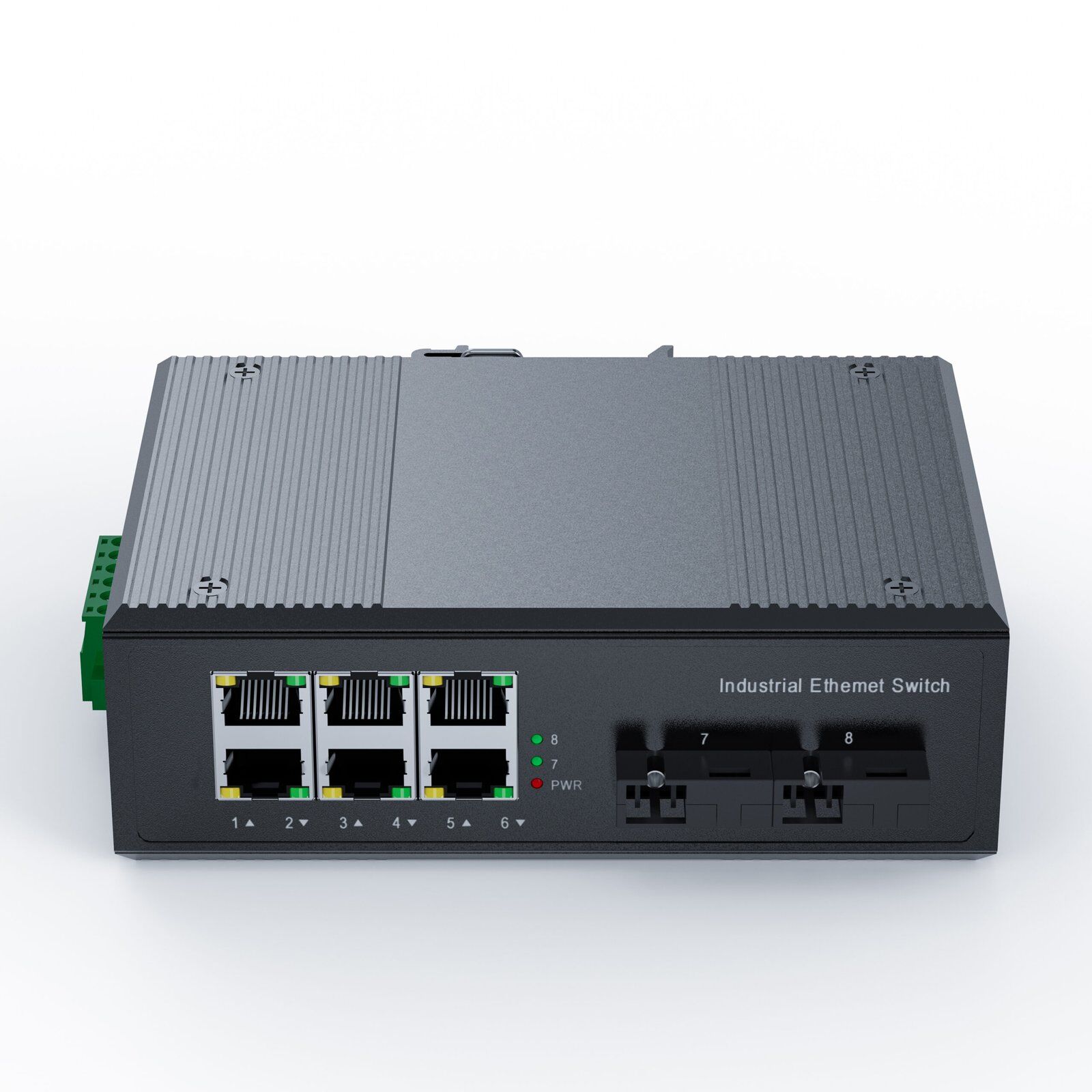 din rail conmutador de red industrial 8 puertos